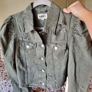 NEW! Denim Blvd LA Olive Denim Jacket
